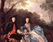 托马斯庚斯博罗 - Portrait of the Artist with his Wife and Daughter